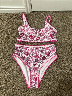 Pink Floral High-Waist Bikini Set